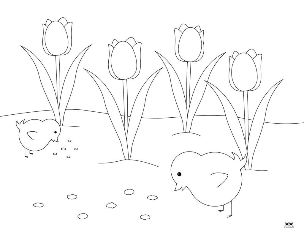 Printable Easter Coloring Page-Chicks 6