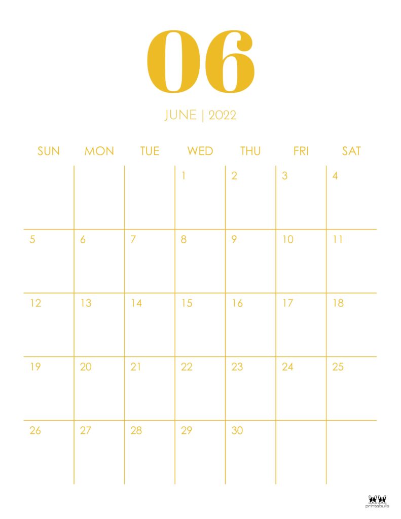 Printable June 2022 Calendar-Style 14