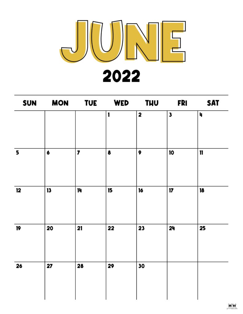 Printable June 2022 Calendar-Style 22