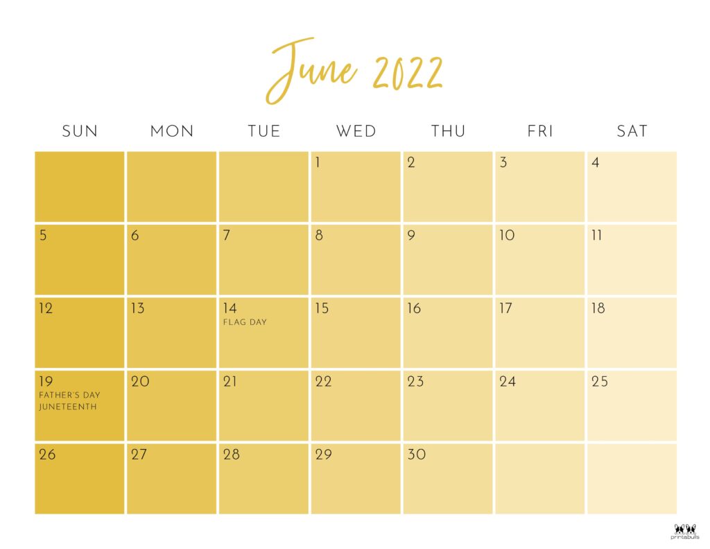 Printable June 2022 Calendar-Style 24