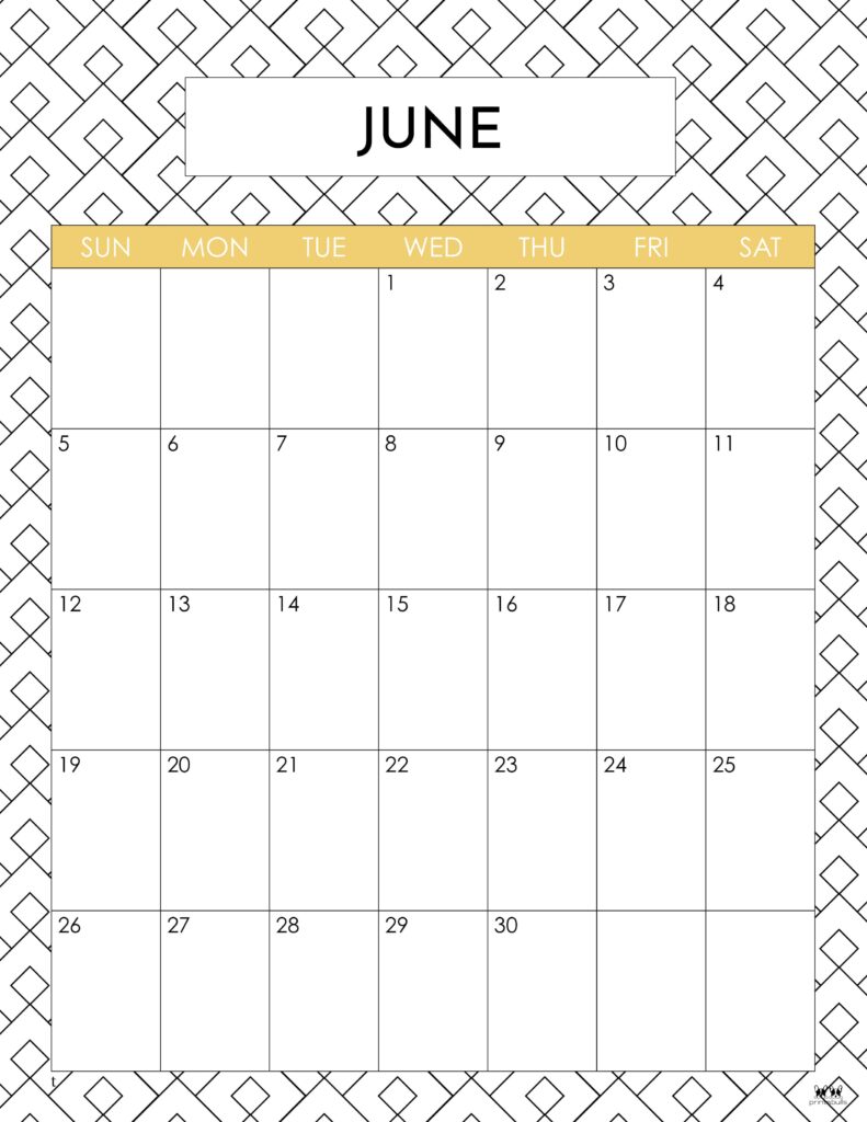 Printable June 2022 Calendar-Style 25