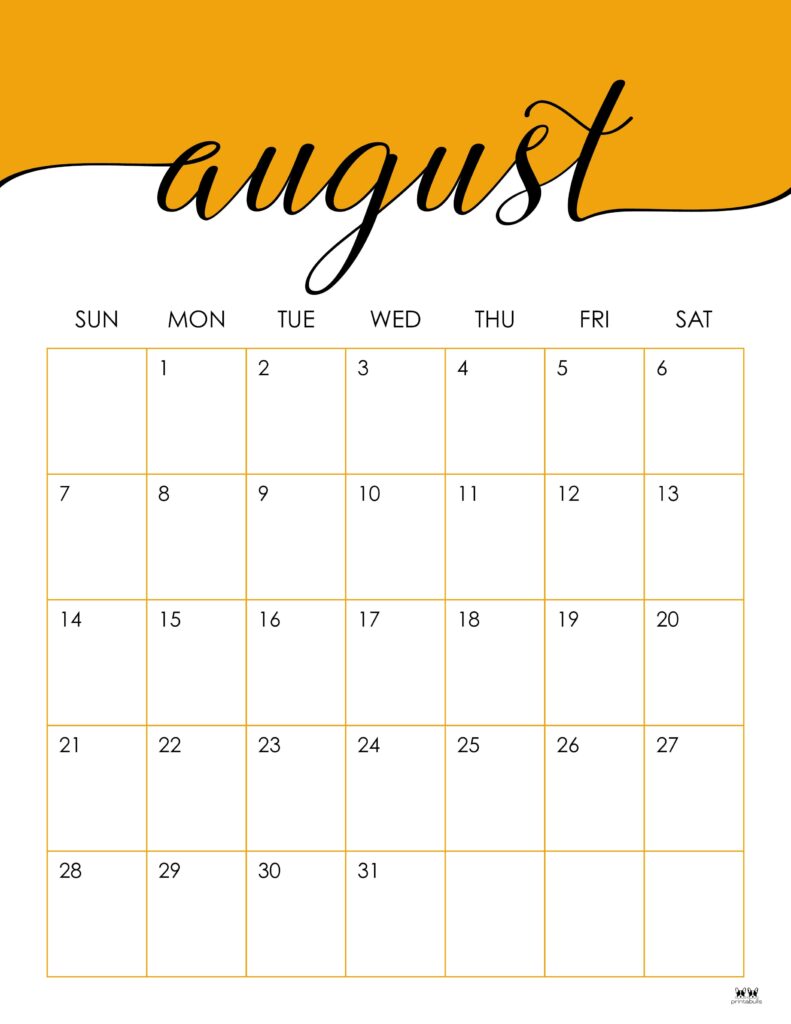 Printable August 2022 Calendar-Style 12
