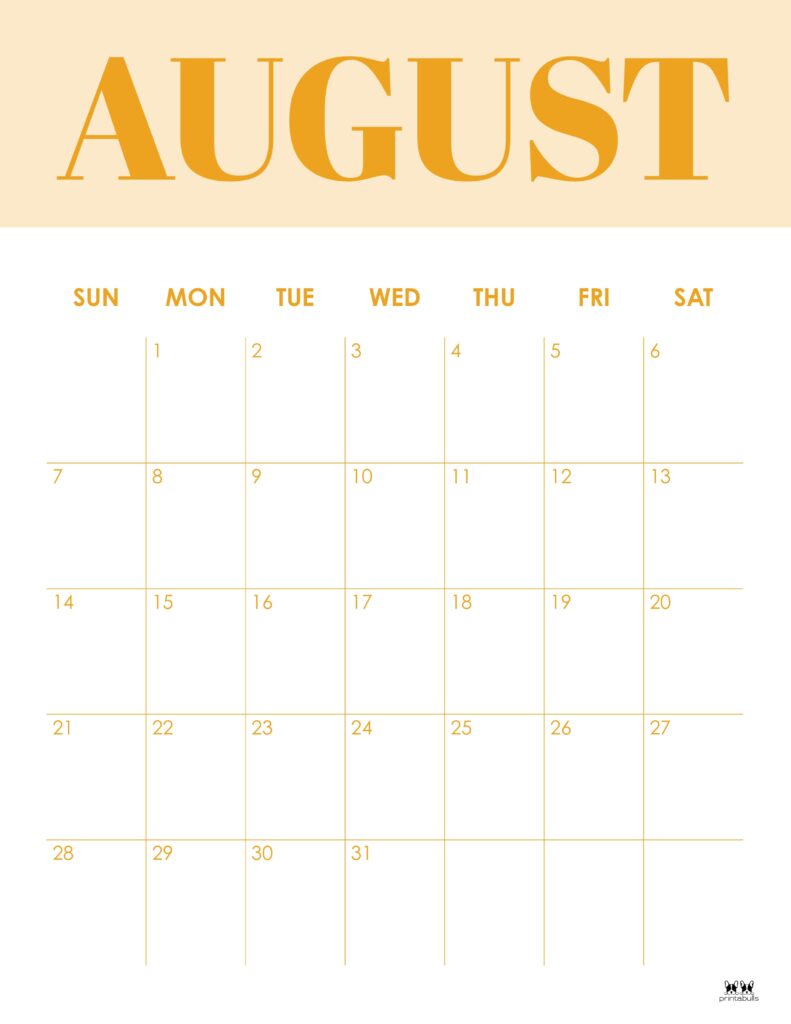 Printable August 2022 Calendar-Style 16