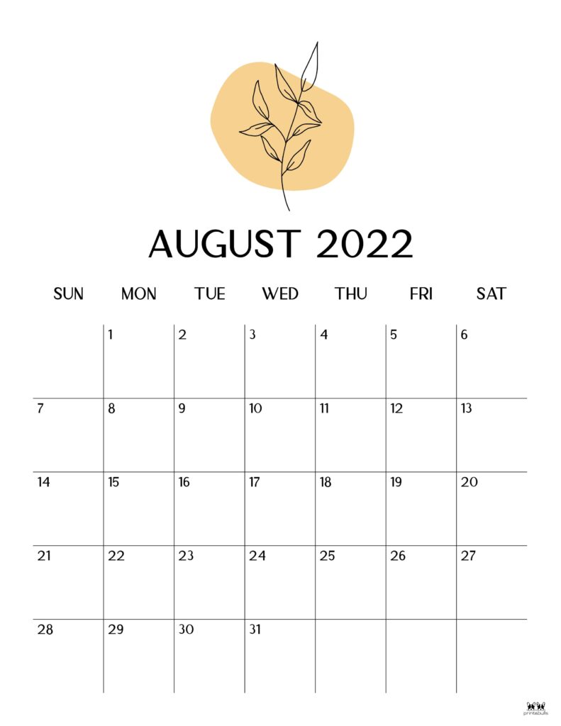 Printable August 2022 Calendar-Style 21