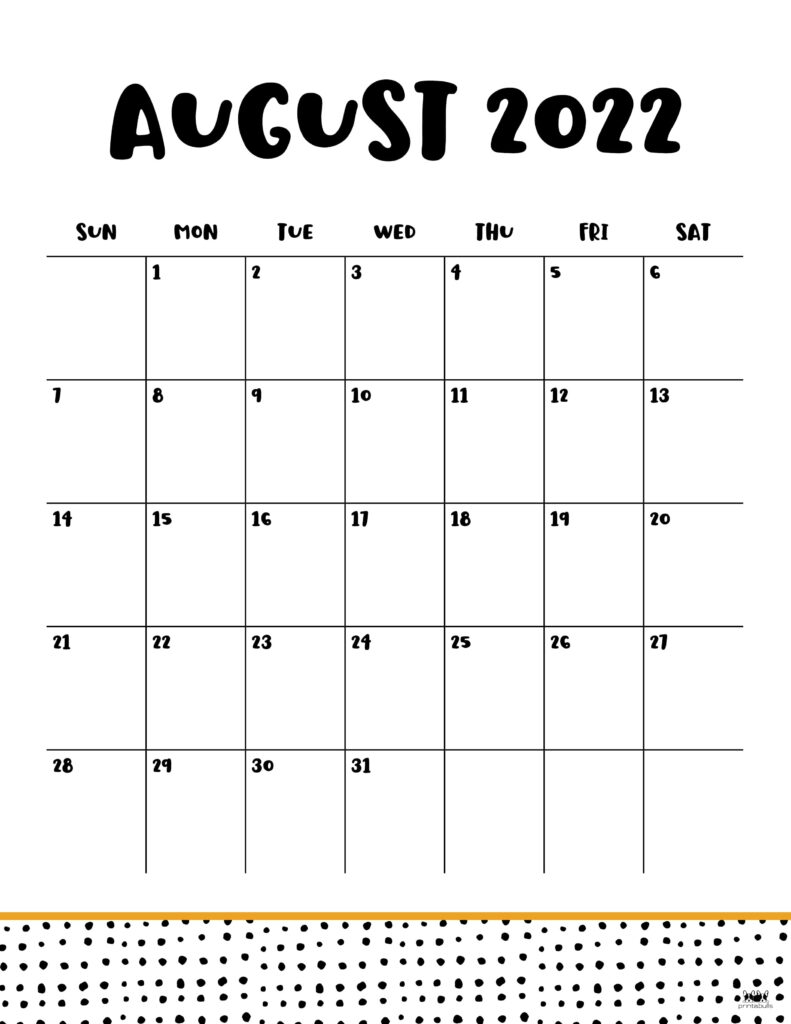 Printable August 2022 Calendar-Style 23