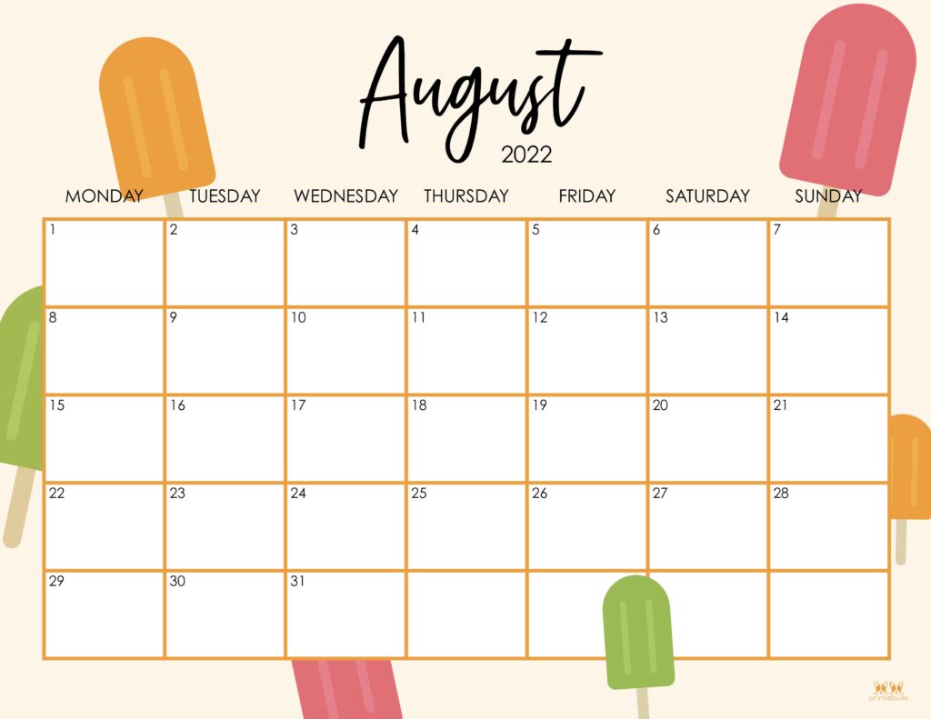 Printable August 2022 Calendar-Style 29