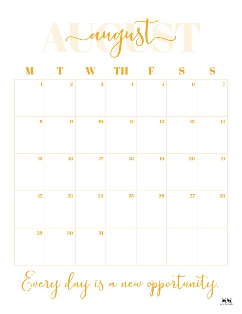 Printable August 2022 Calendar-Style 32