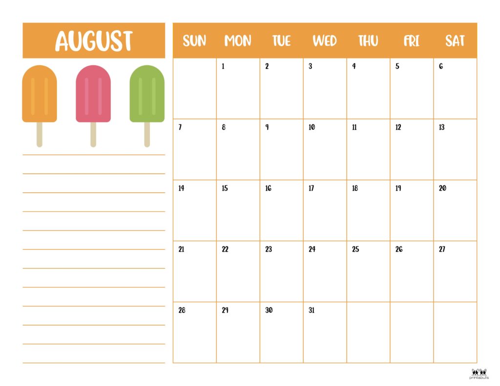 Printable August 2022 Calendar-Style 6