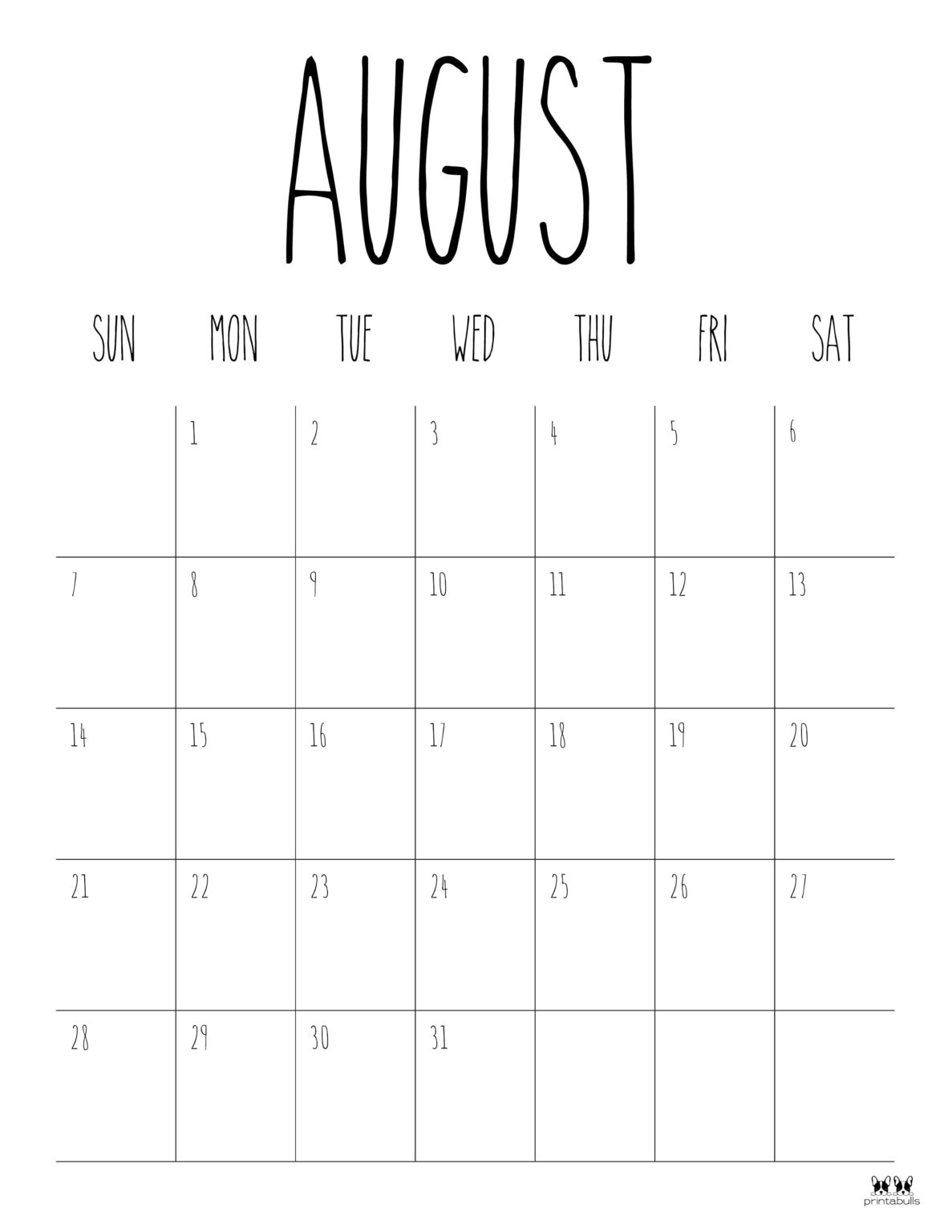 August 2022 Calendars - 33 FREE Printables | Printabulls