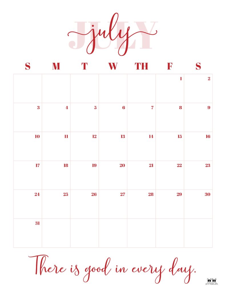 Printable July 2022 Calendar-Style 13