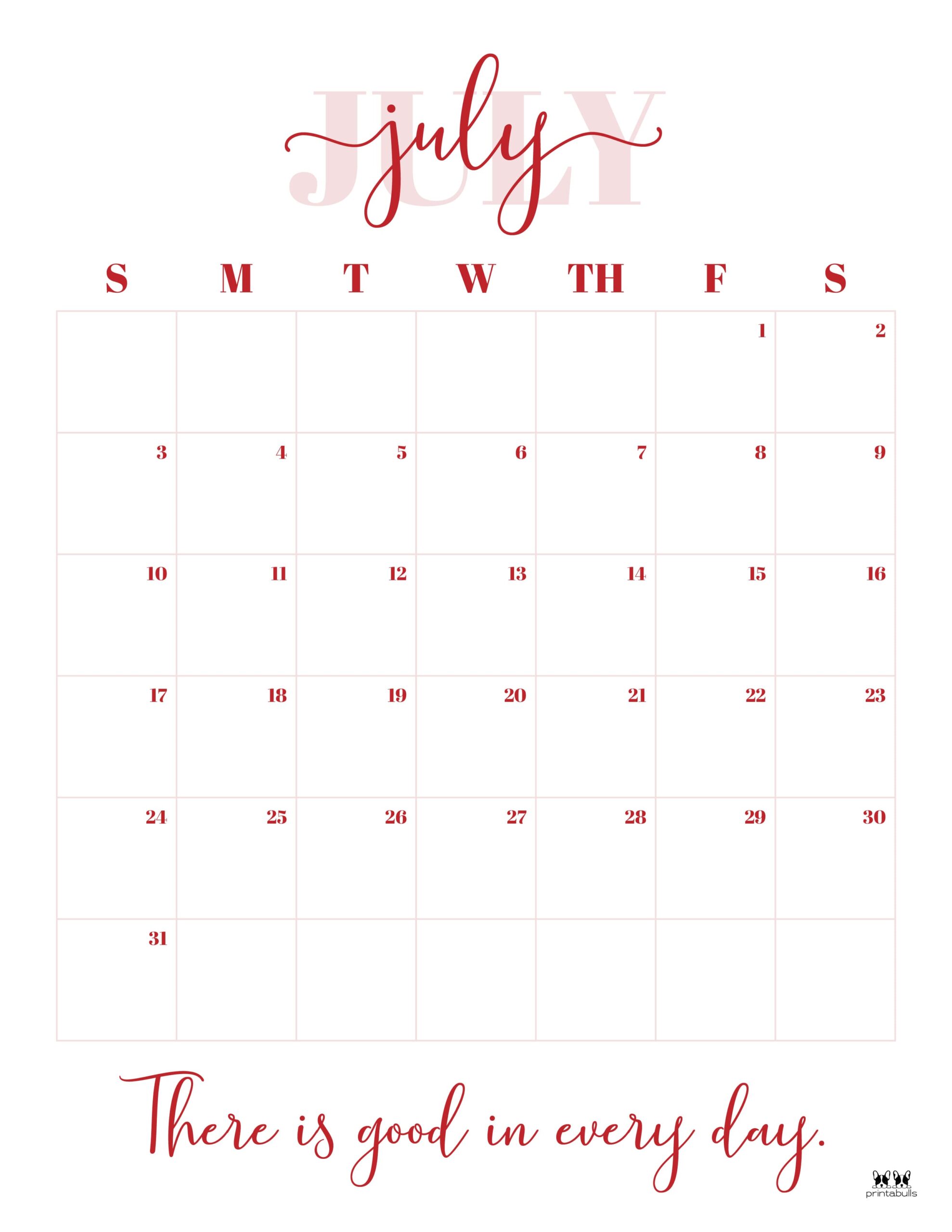 July 2022 Calendars 33 FREE Printables Printabulls