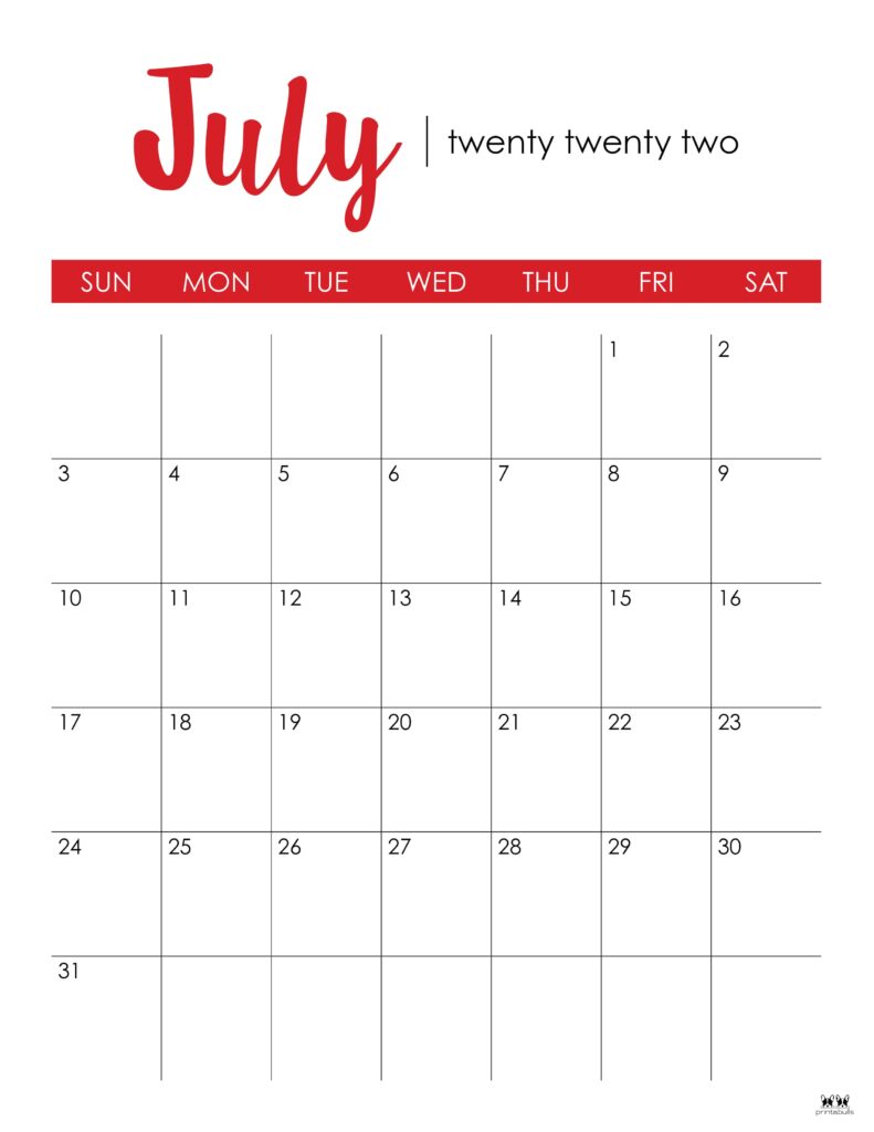 Printable July 2022 Calendar-Style 20