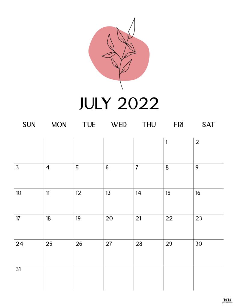 Printable July 2022 Calendar-Style 21