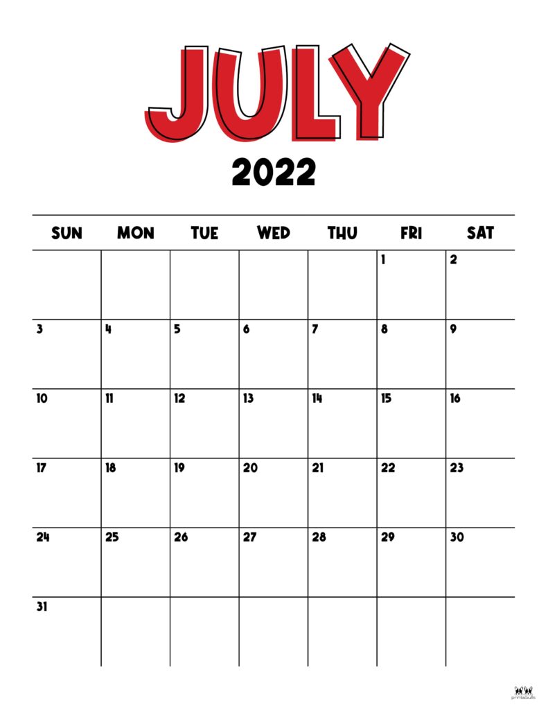 Printable July 2022 Calendar-Style 22