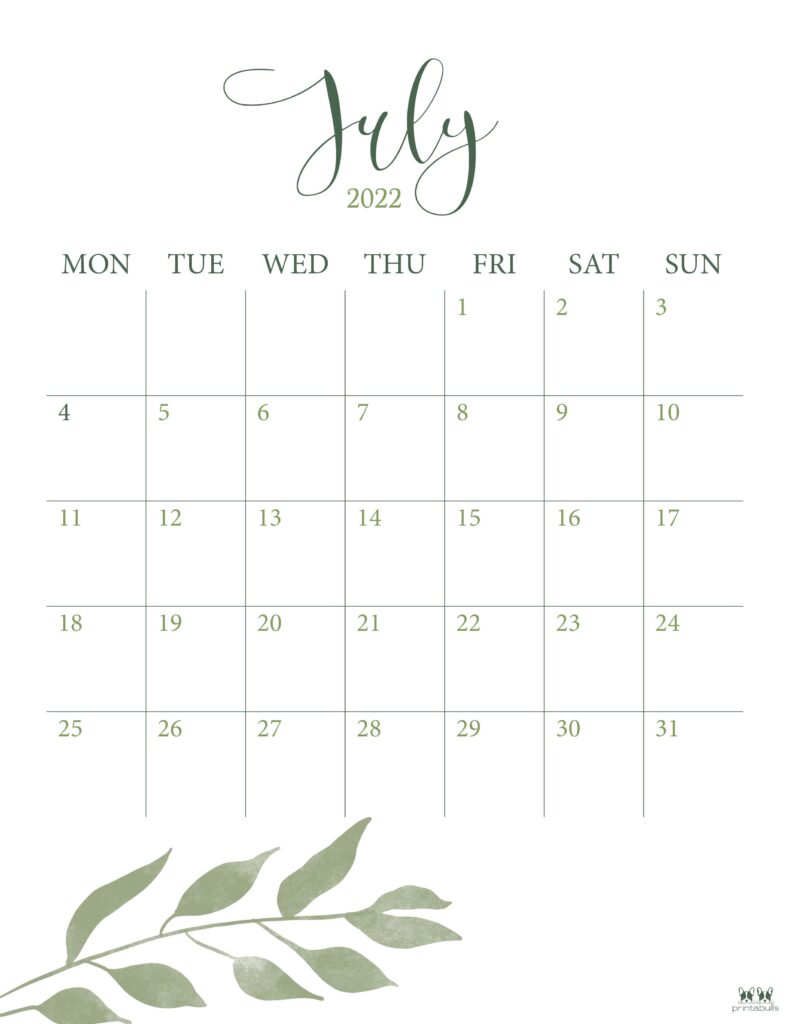 Printable July 2022 Calendar-Style 27