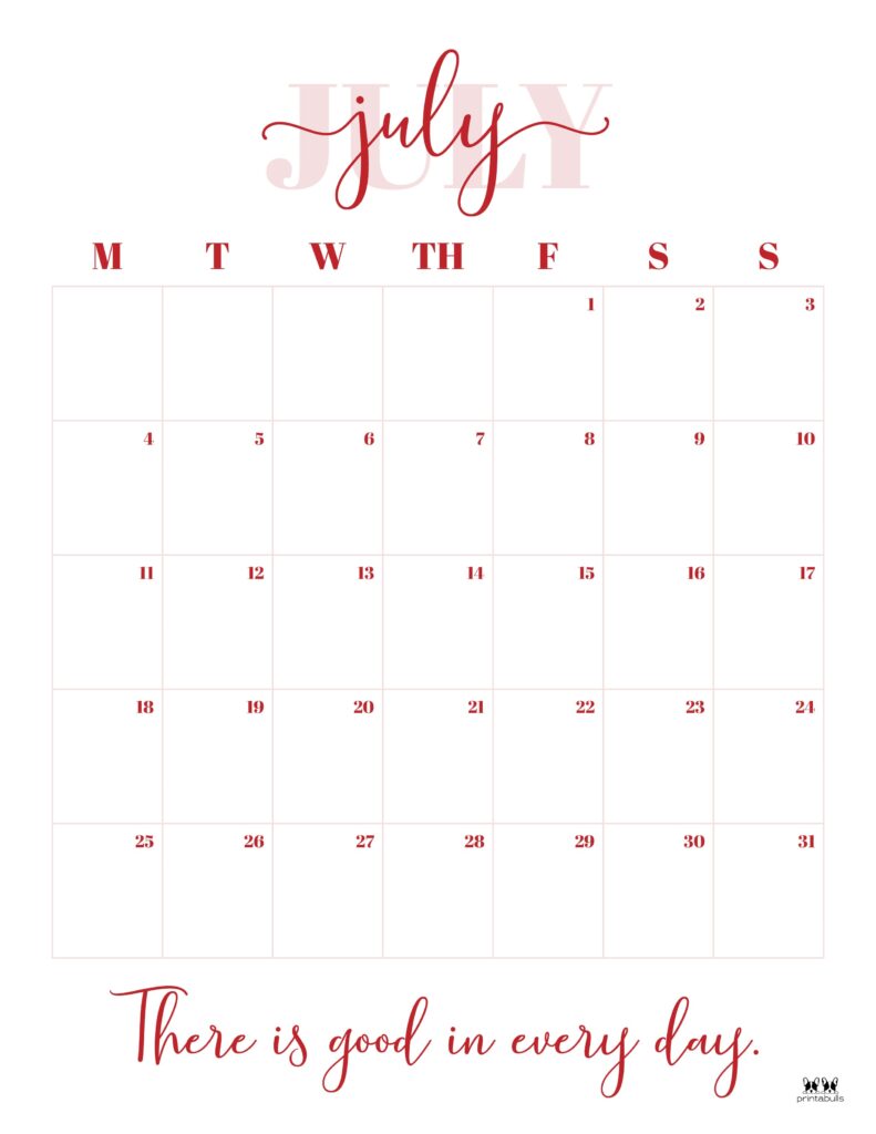 Printable July 2022 Calendar-Style 32