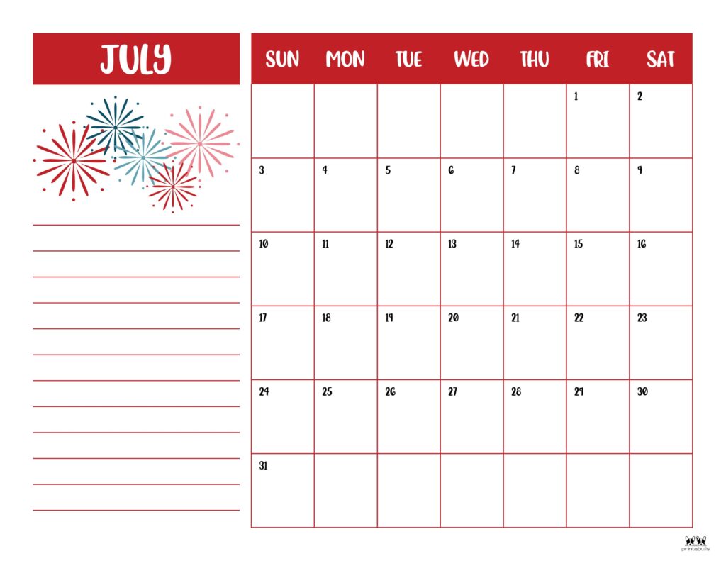 Printable July 2022 Calendar-Style 6