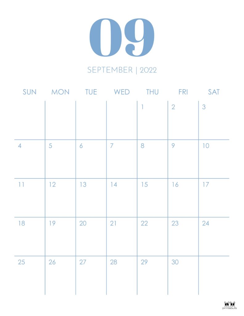 Printable September 2022 Calendar-Style 14