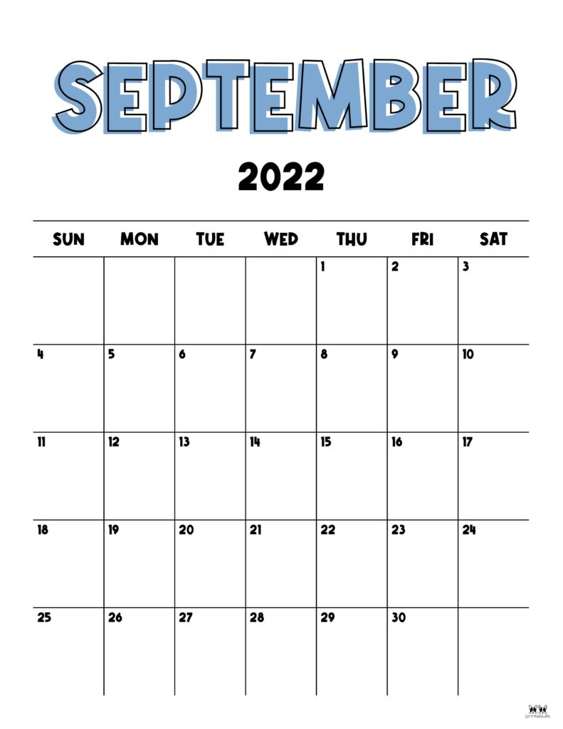 Printable September 2022 Calendar-Style 22
