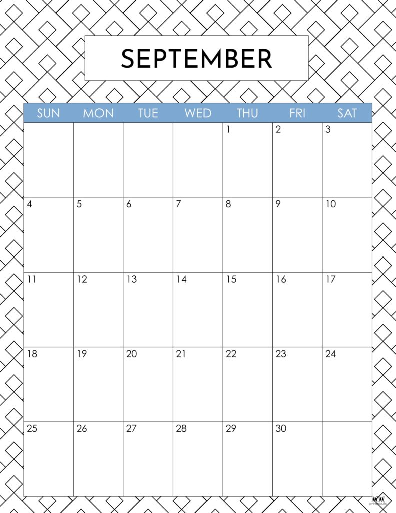 Printable September 2022 Calendar-Style 25