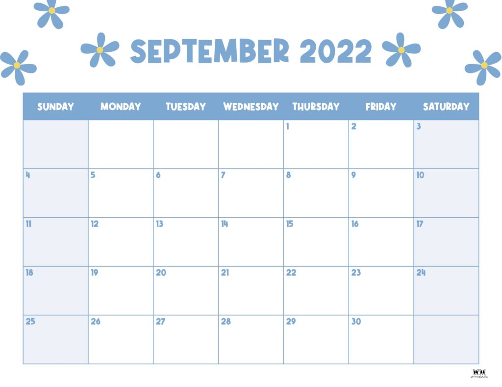 Printable September 2022 Calendar-Style 36