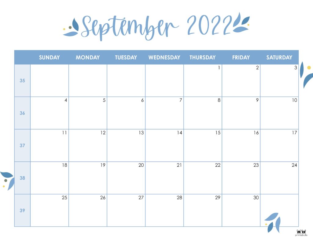Printable September 2022 Calendar-Style 43
