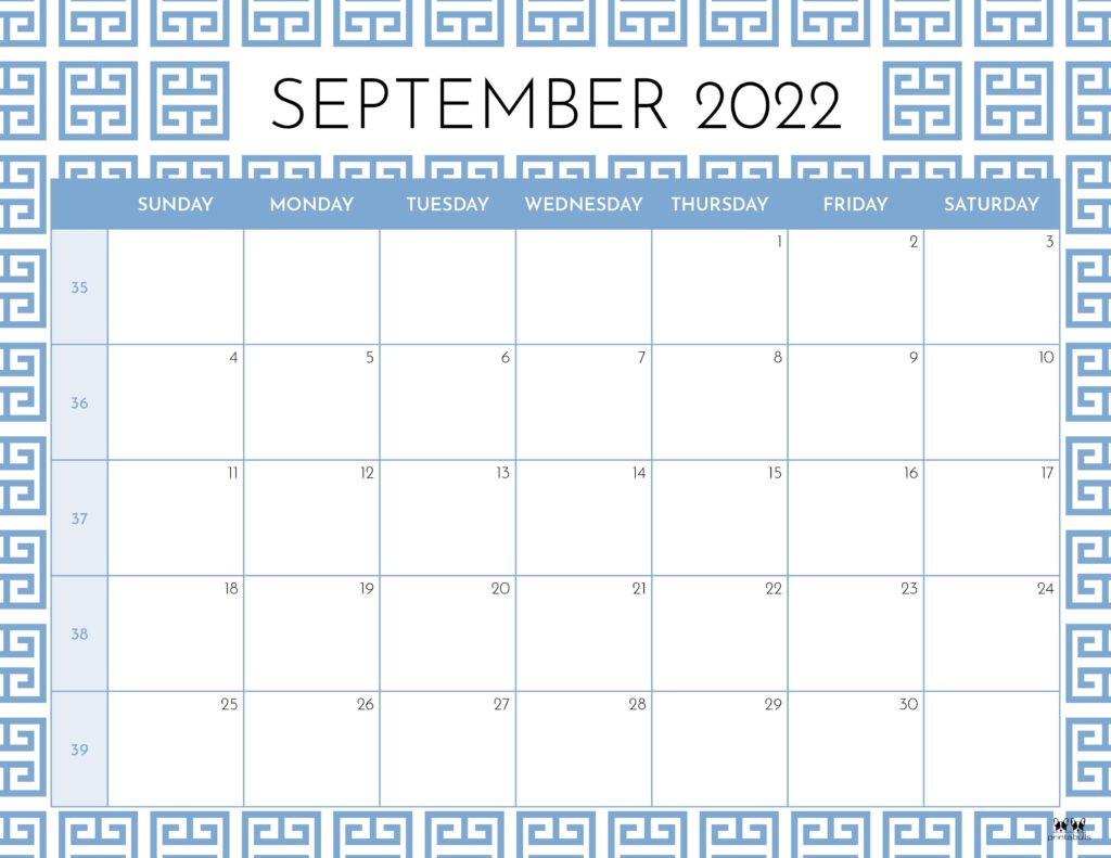 Printable September 2022 Calendar-Style 44