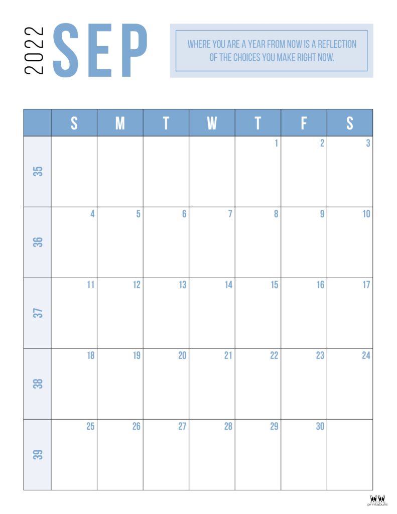 Printable September 2022 Calendar-Style 45