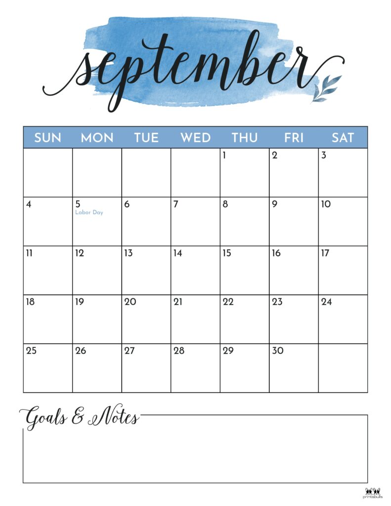 Printable September 2022 Calendar-Style 5