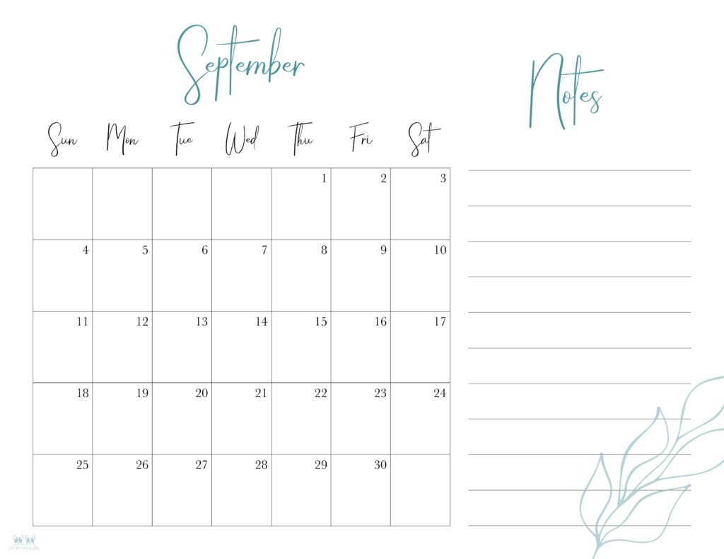 Printable September 2022 Calendar-Style 7