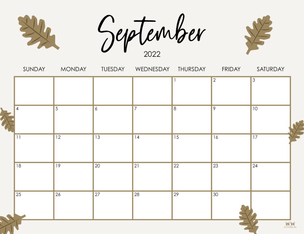 Printable September 2022 Calendar-Style 8