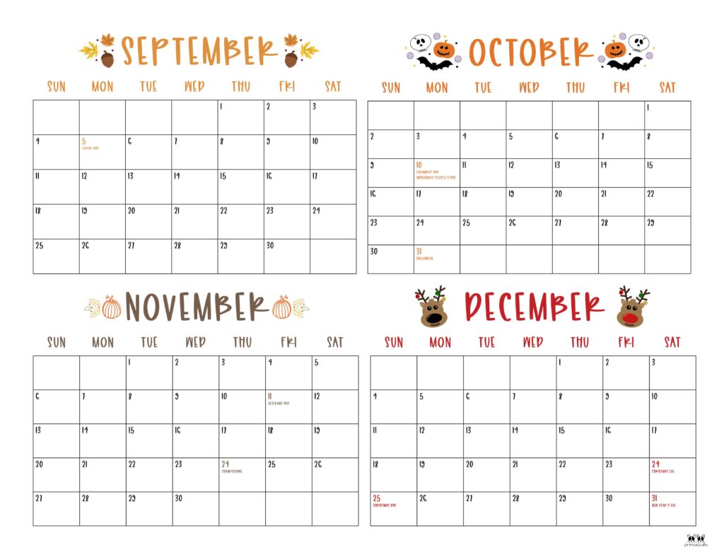 2022 4 Month Calendars - 20 FREE Printables | Printabulls 2022 4 Month Calendars - 20 FREE Printables | Printabulls