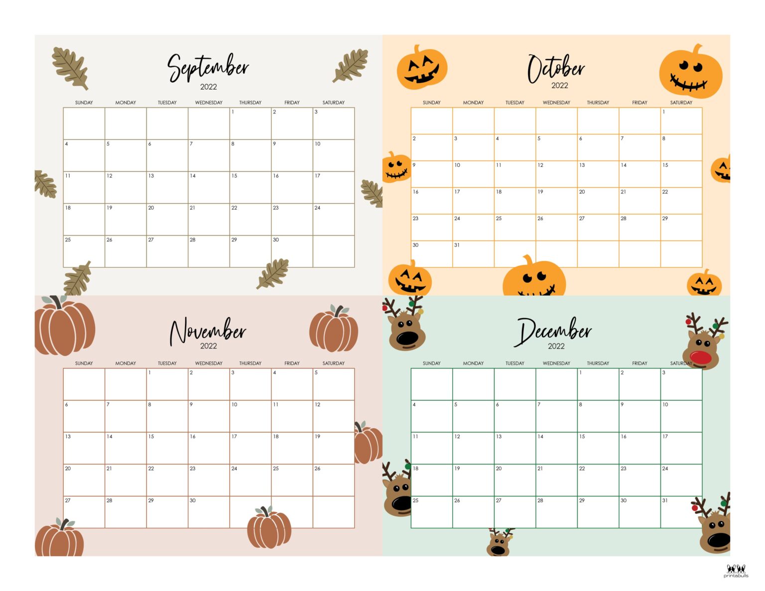 2022 4 Month Calendars - 20 FREE Printables | Printabulls
