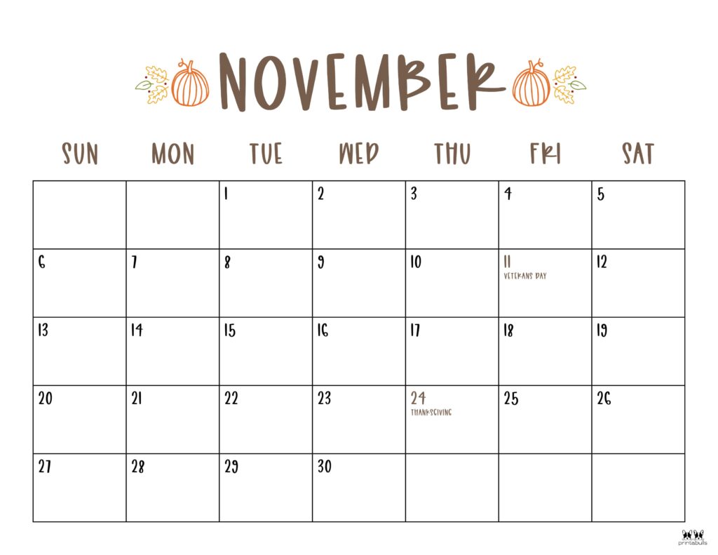 Printable November 2022 Calendar-Style 10