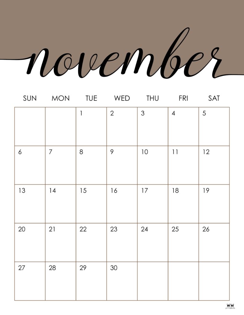 Printable November 2022 Calendar-Style 12