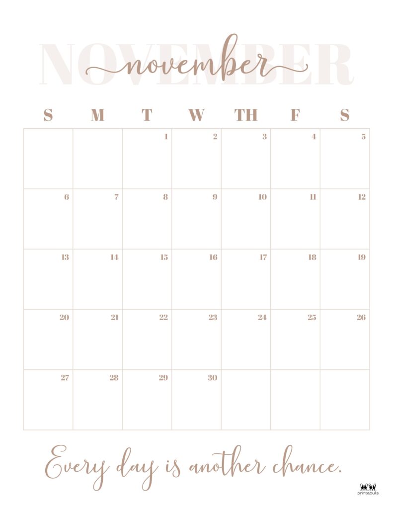 Printable November 2022 Calendar-Style 13