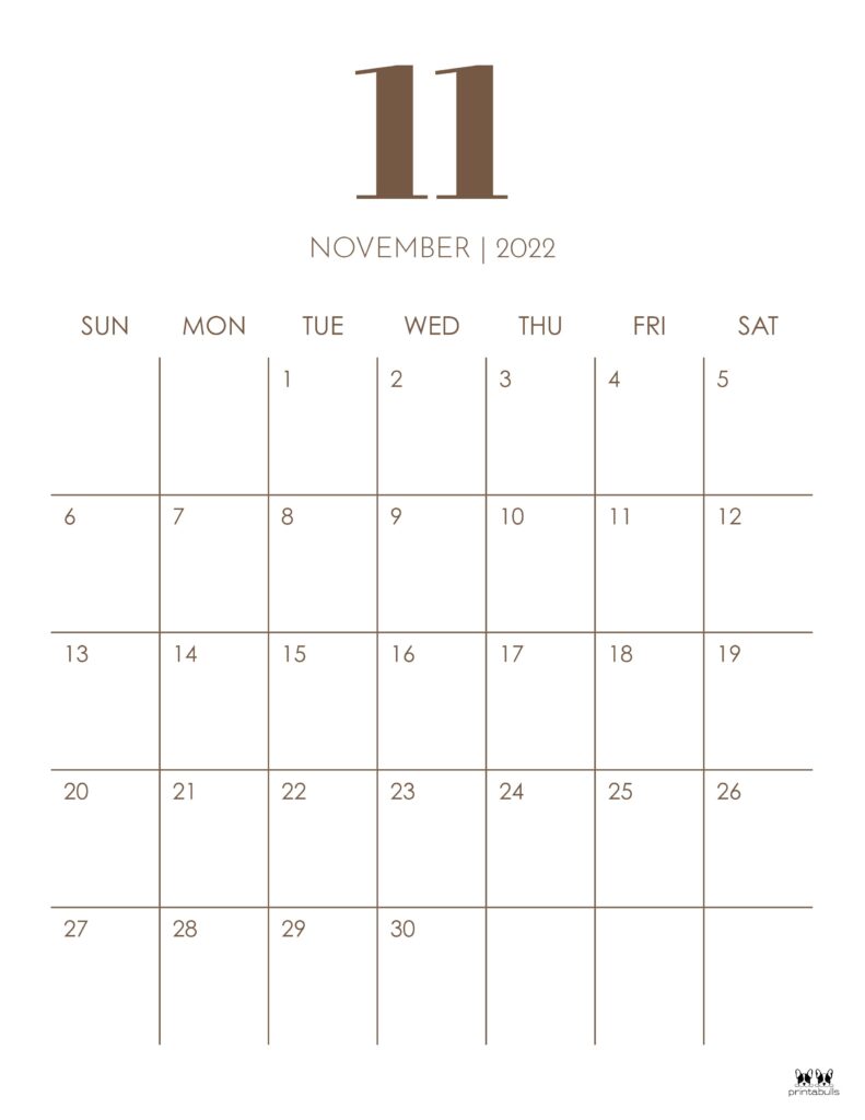 Printable November 2022 Calendar-Style 14