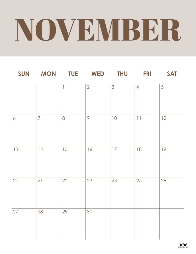 Printable November 2022 Calendar-Style 16