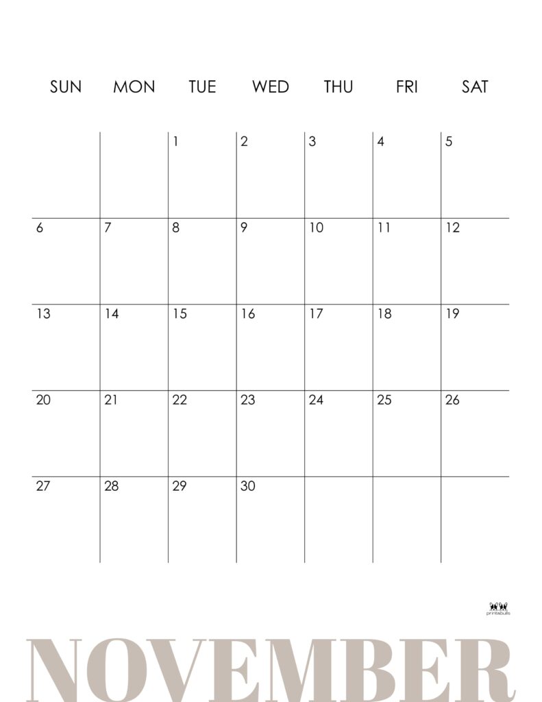 Printable November 2022 Calendar-Style 17