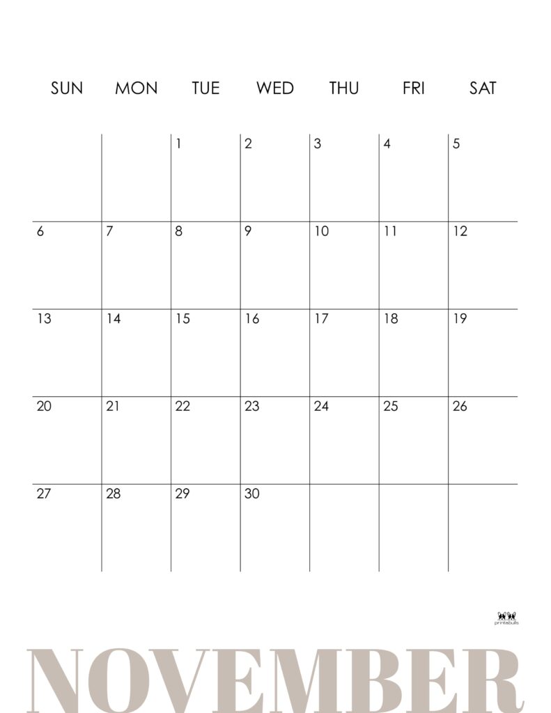Printable November 2022 Calendar-Style 17