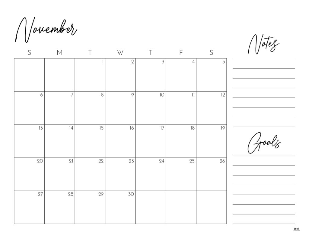 Printable November 2022 Calendar-Style 19