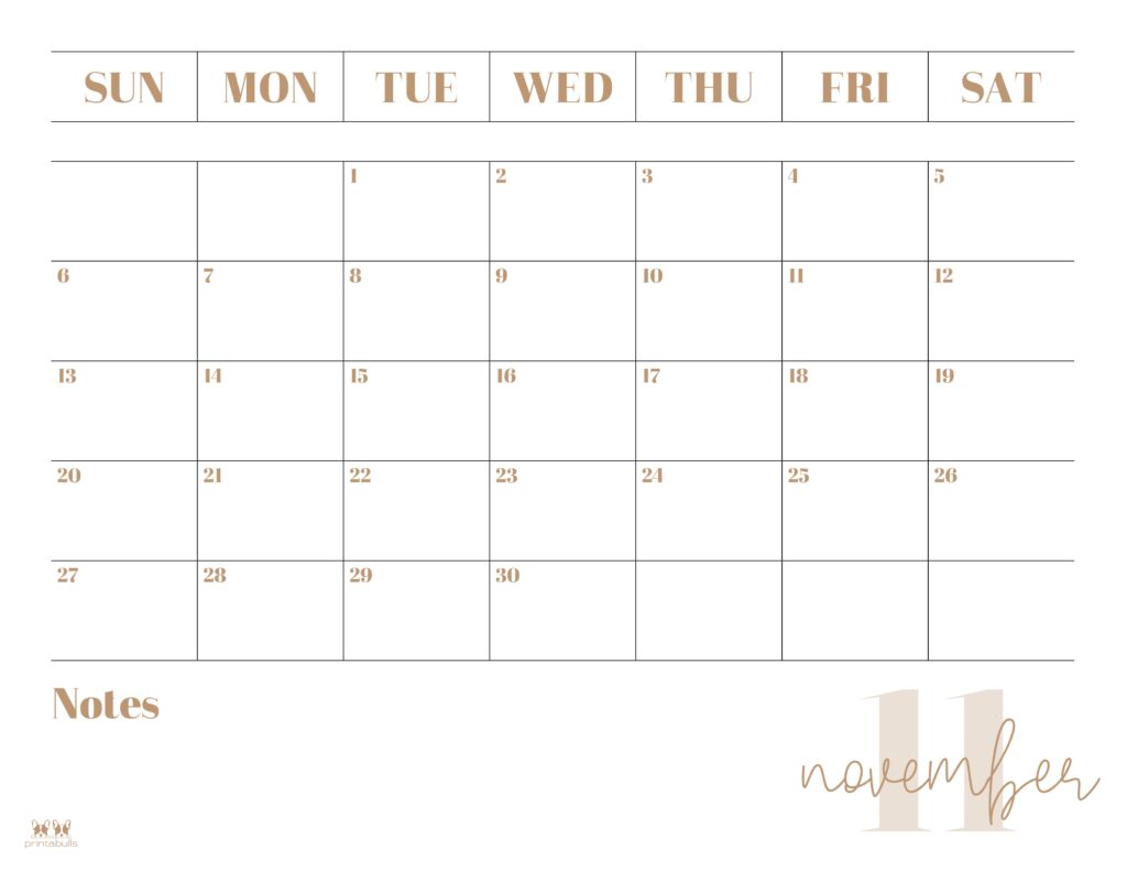 Printable November 2022 Calendar-Style 2