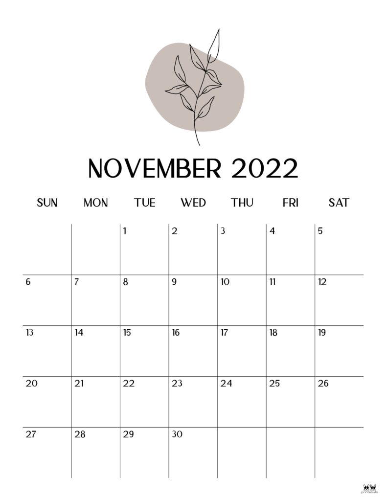 Printable November 2022 Calendar-Style 21