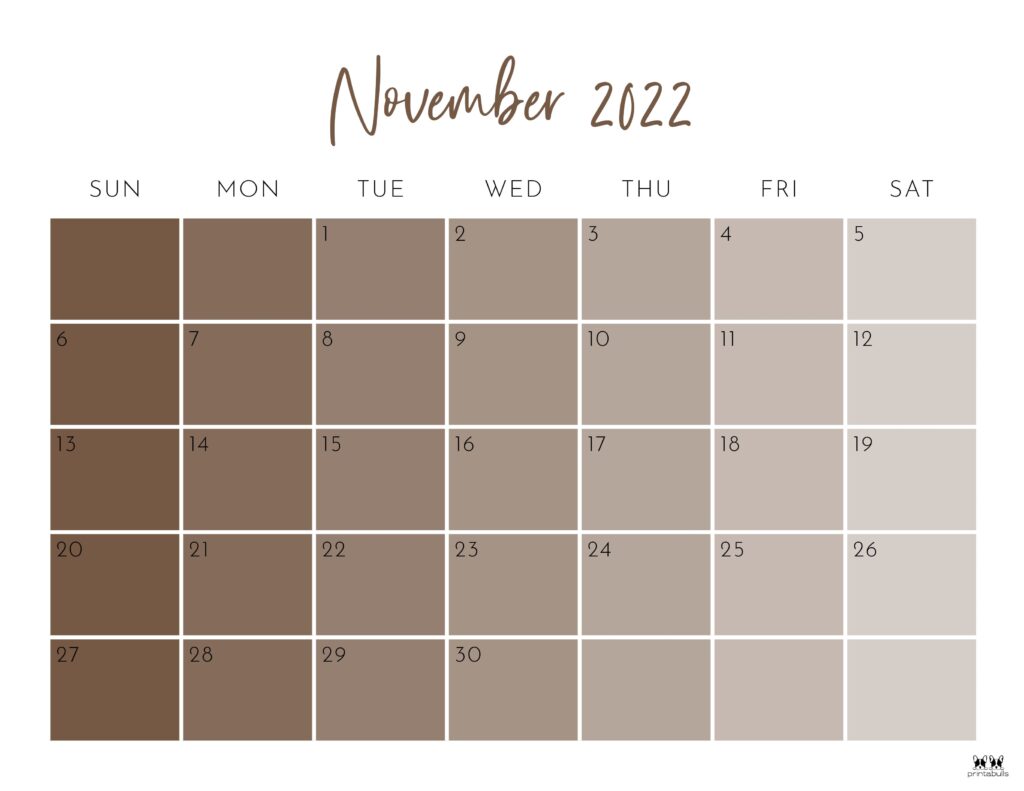Printable November 2022 Calendar-Style 24