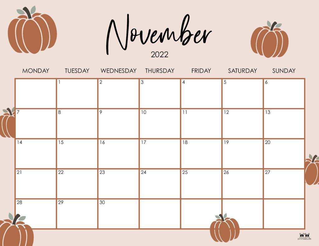 Printable November 2022 Calendar-Style 29