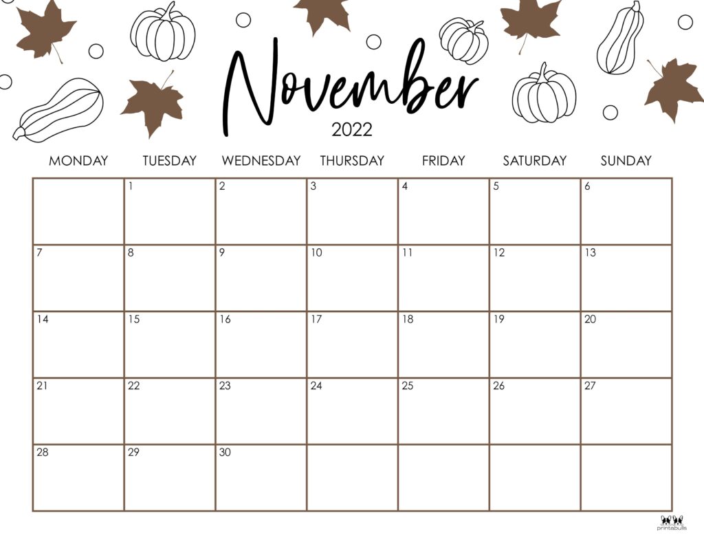 Printable November 2022 Calendar-Style 33