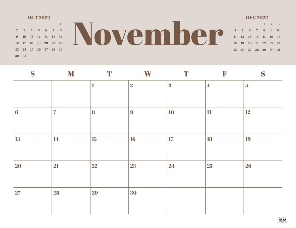 Printable November 2022 Calendar-Style 35