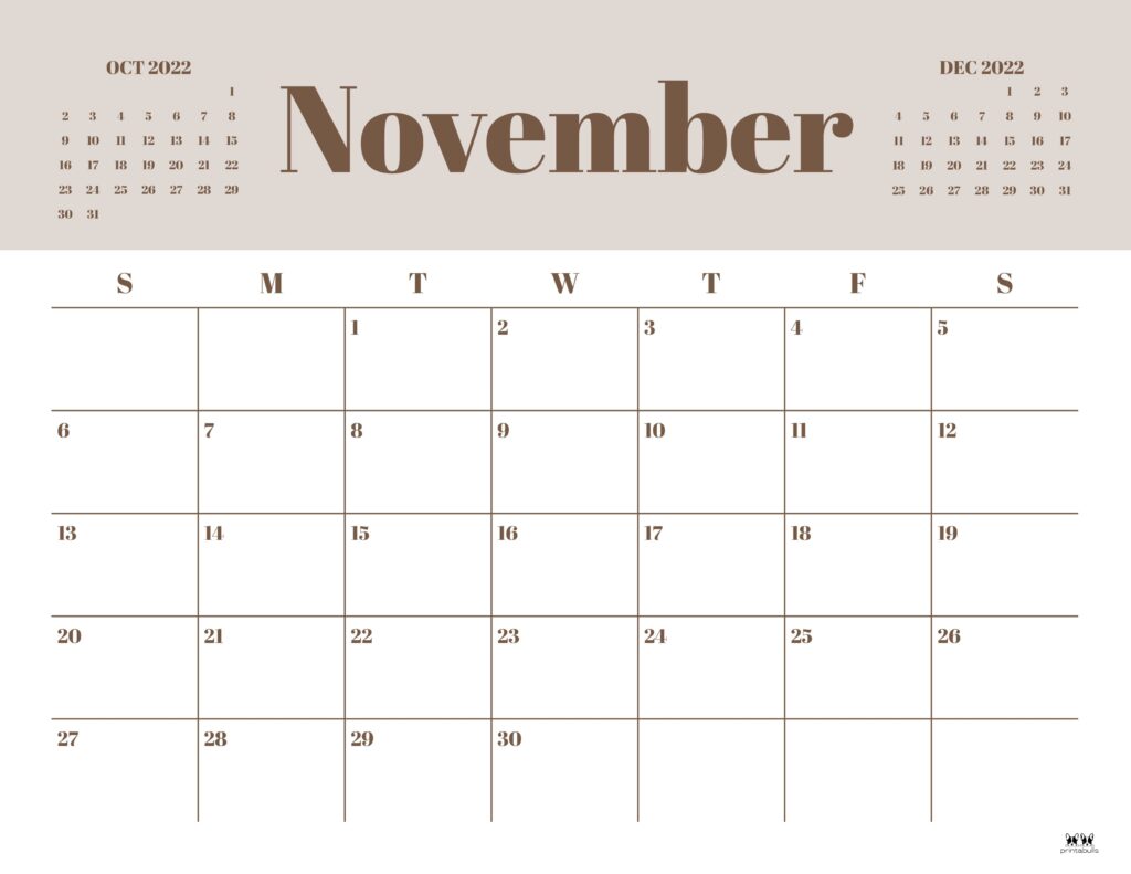 Printable November 2022 Calendar-Style 35