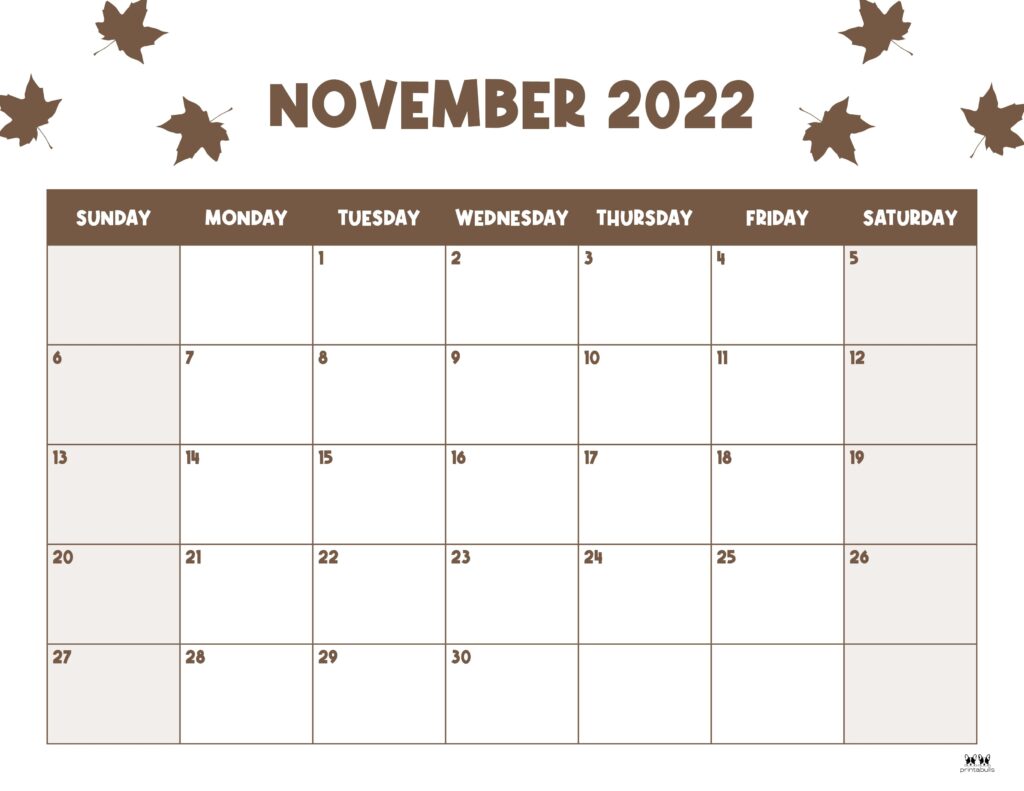 Printable November 2022 Calendar-Style 36
