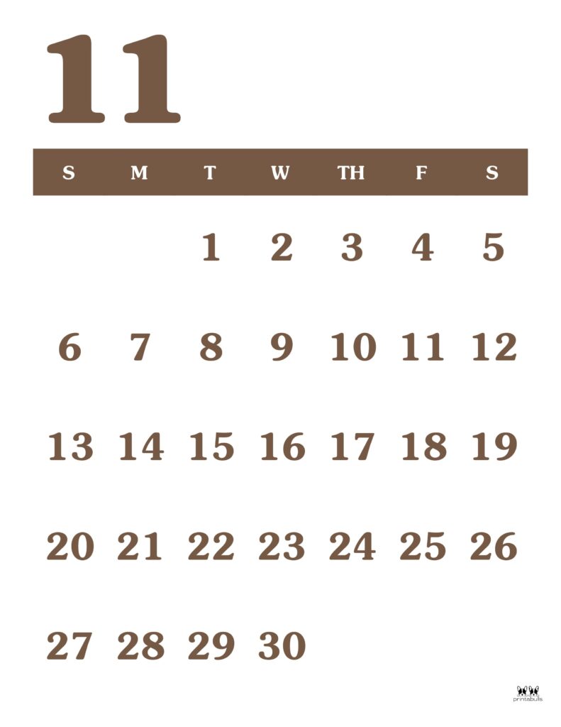Printable November 2022 Calendar-Style 40
